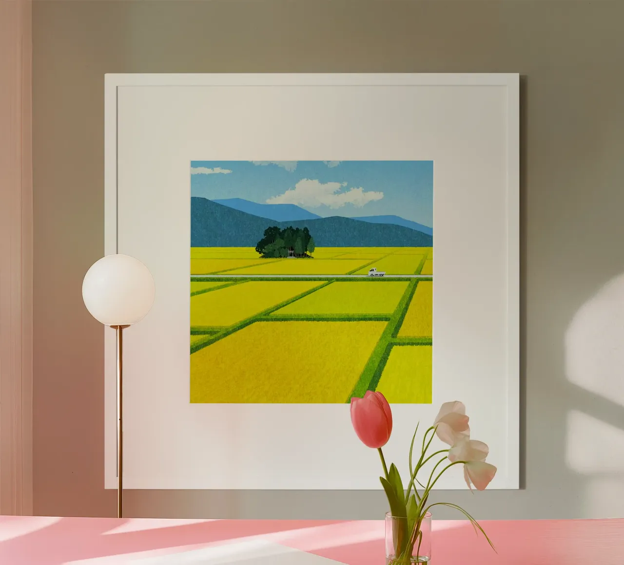 through the fields poster con telaio in legno da mip of map