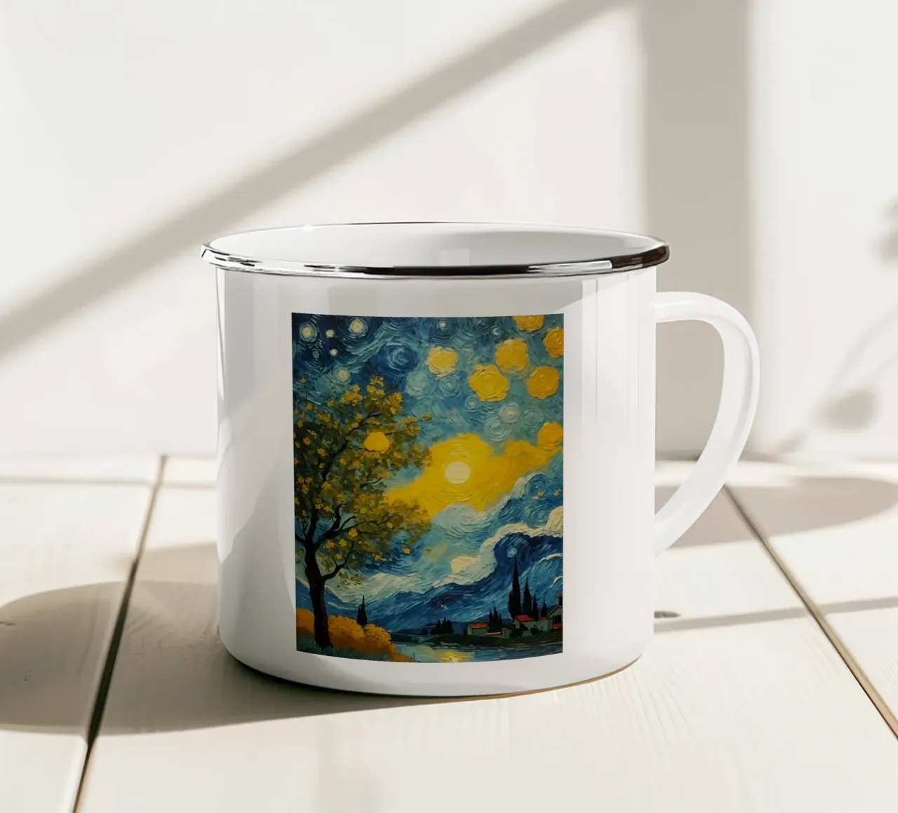 Day and night tazza in smalto da mip of map