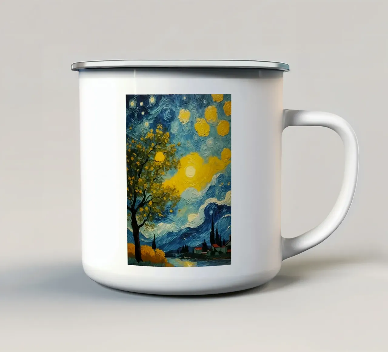 Day and night tazza in smalto da mip of map