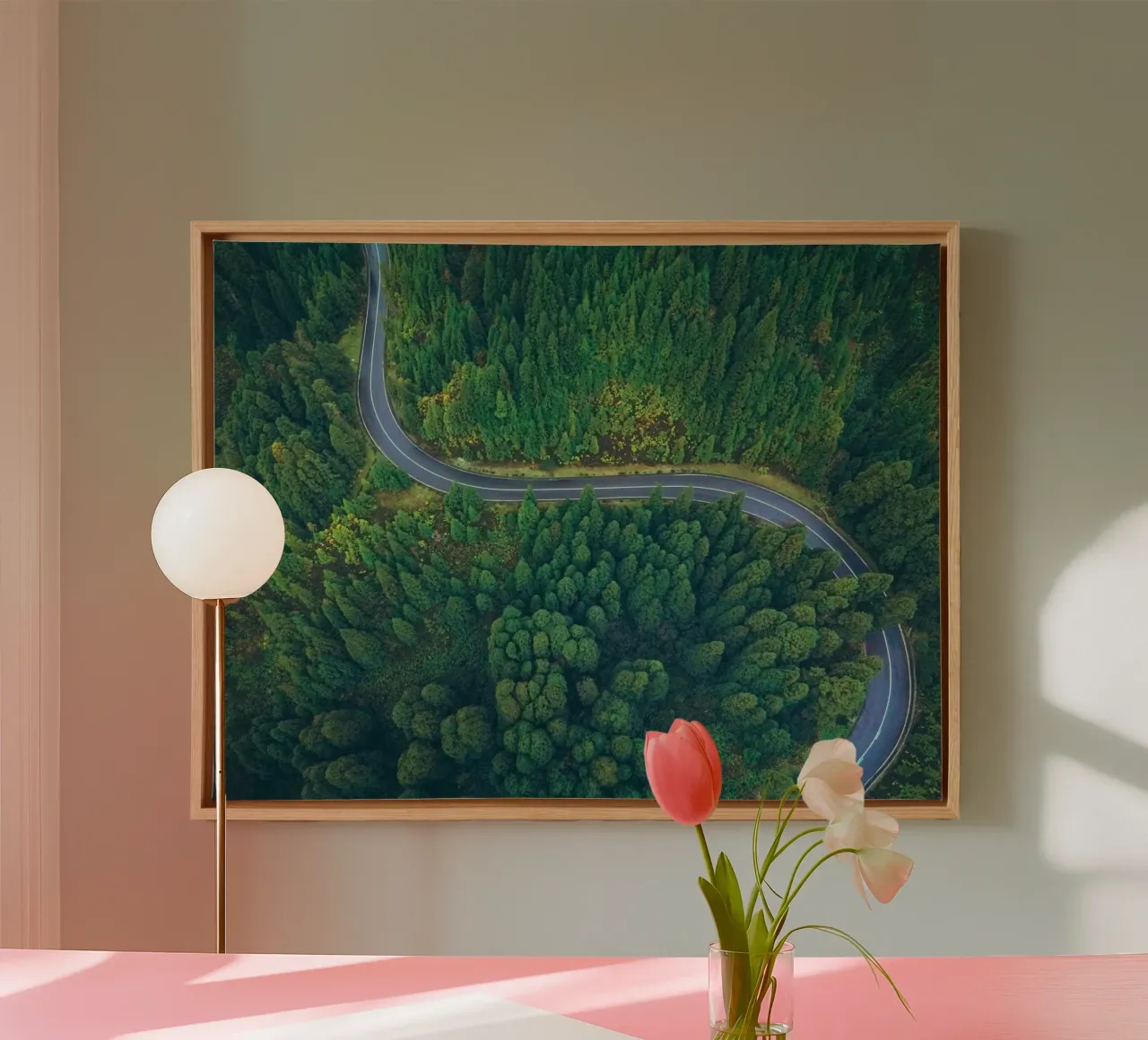 circle road canvas with Floater frame by mip of map