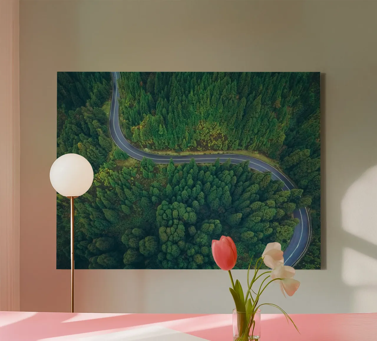 circle road canvas with Floater frame by mip of map