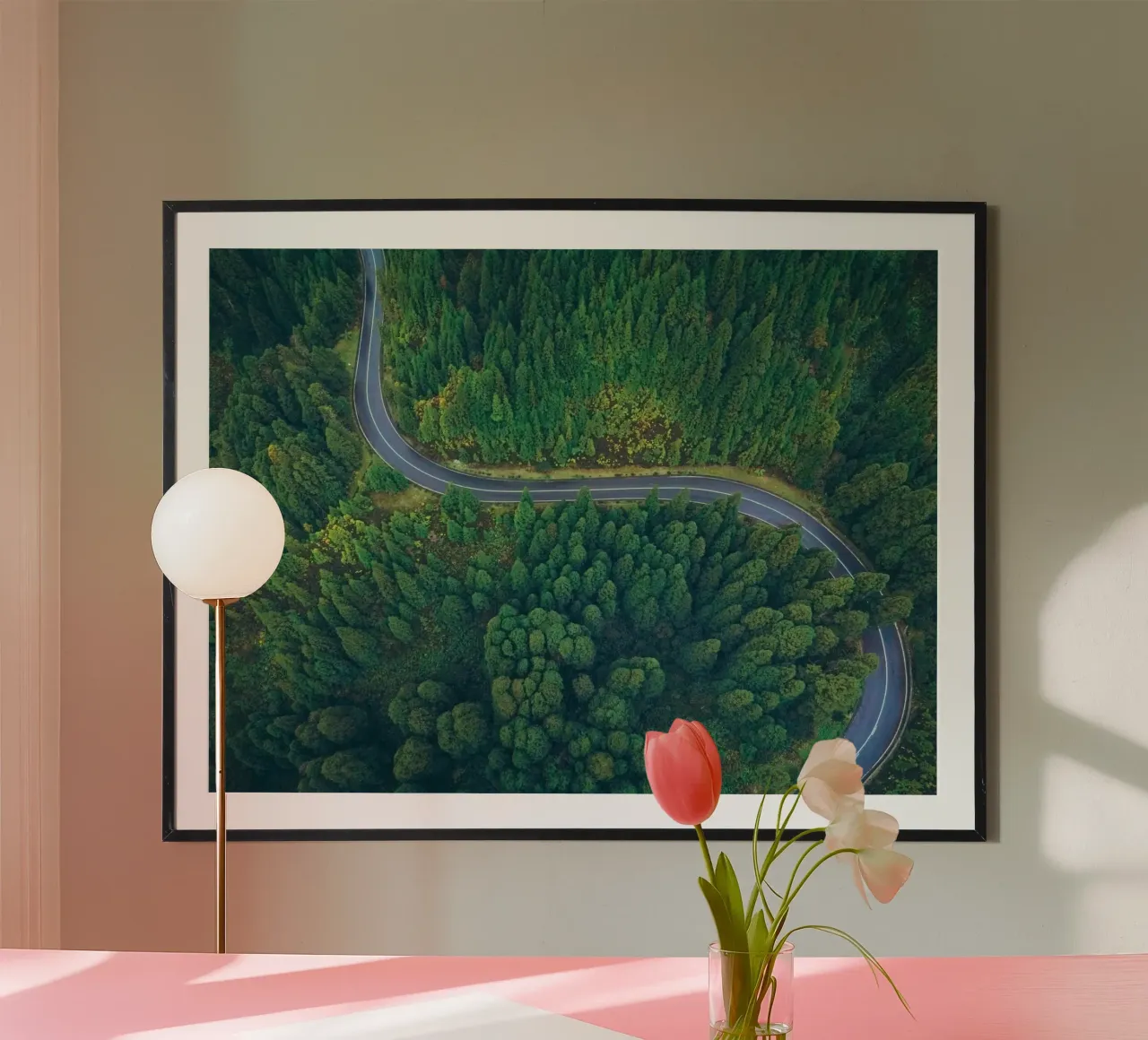 circle road poster con telaio in plastica da mip of map