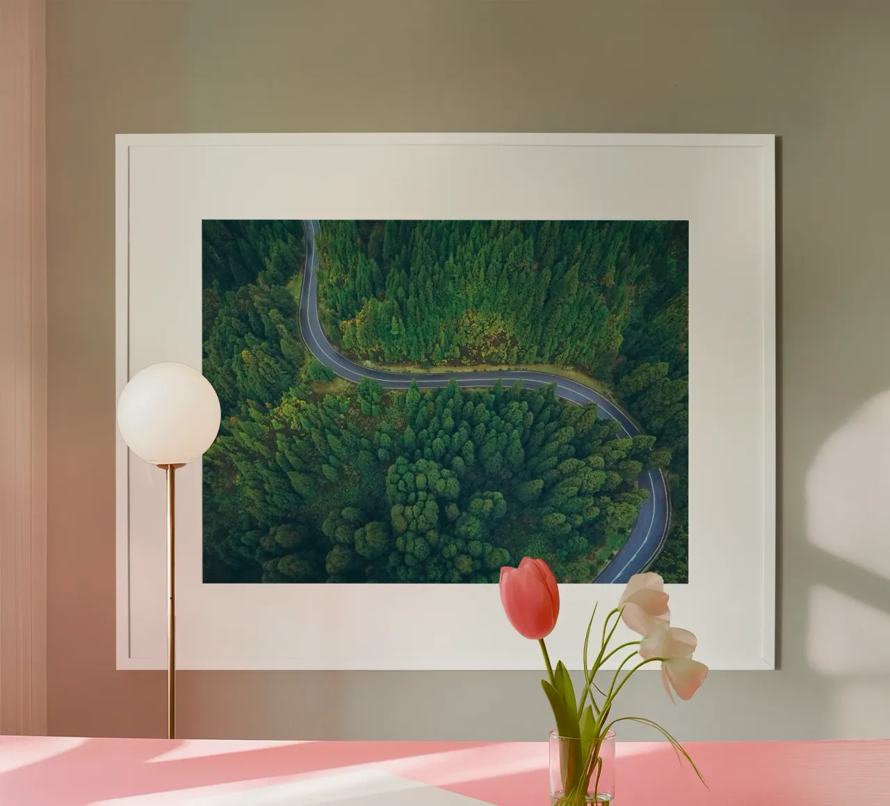 circle road poster con telaio in plastica da mip of map