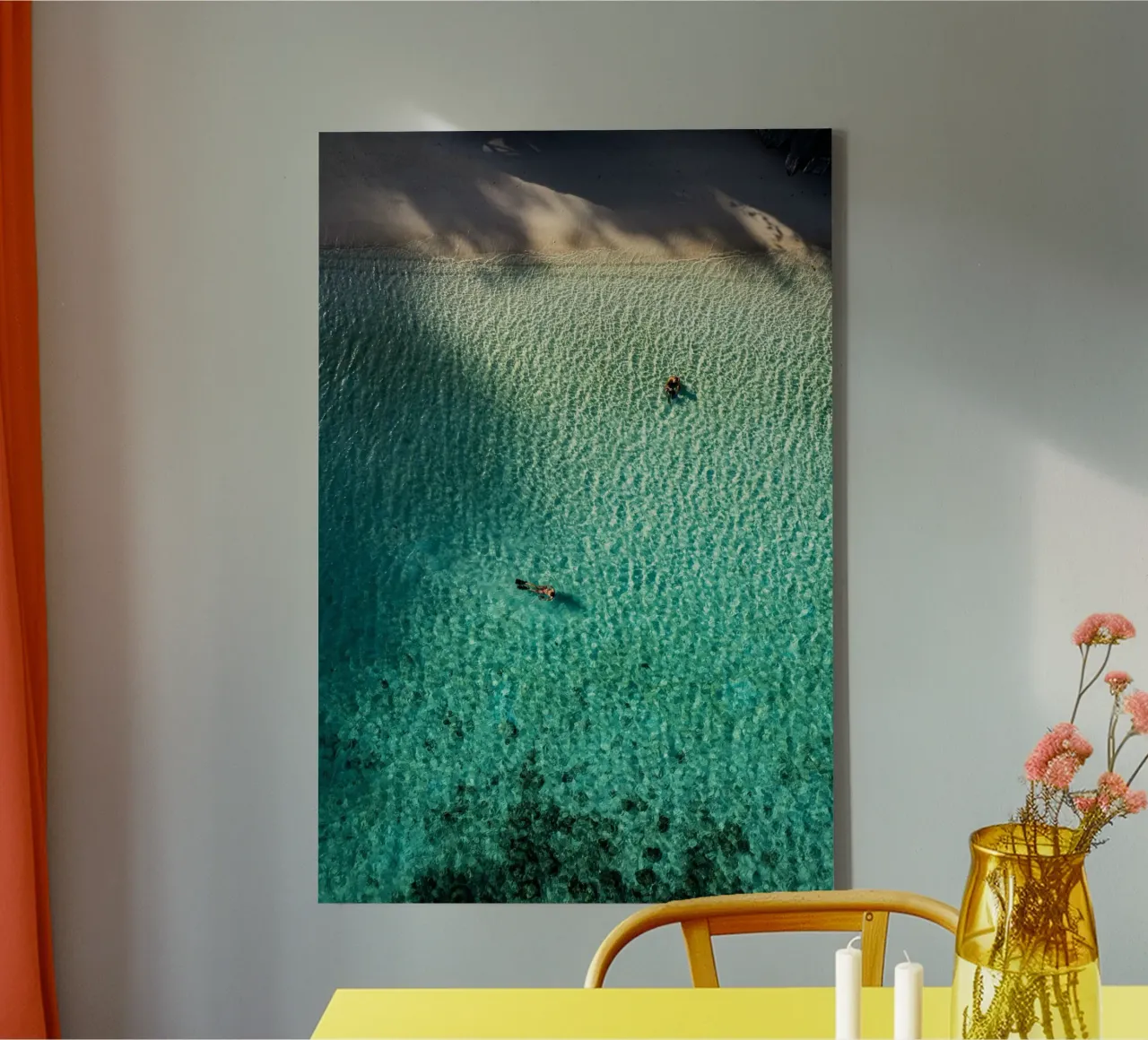 boat and person canvas with Floater frame by mip of map