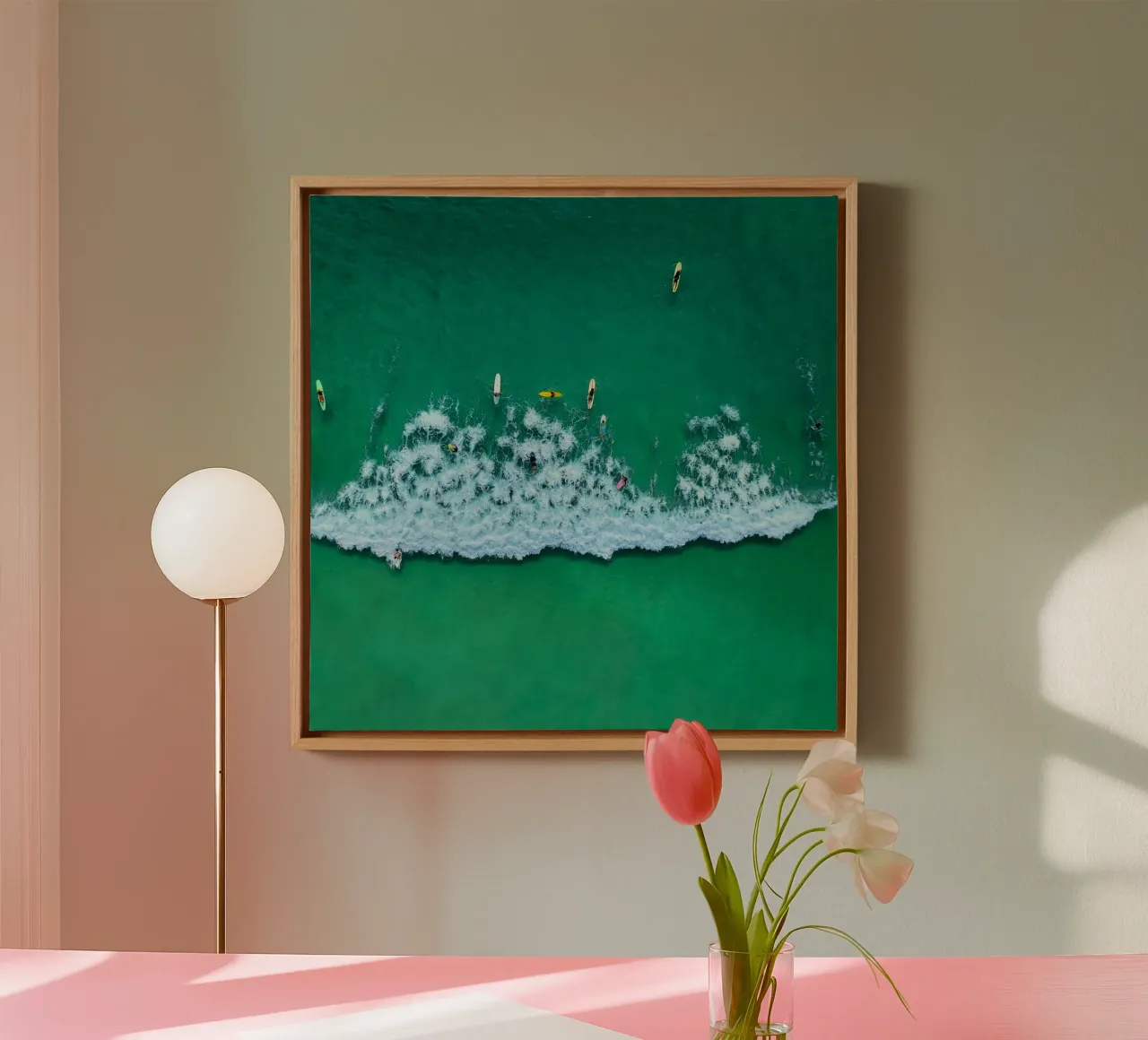boat through wave canvas with Floater frame by mip of map