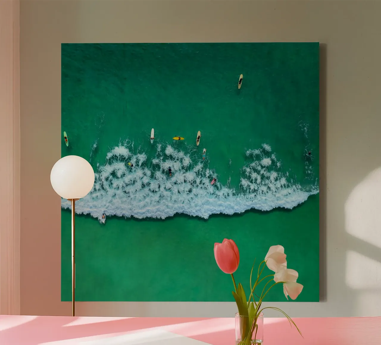boat through wave canvas with Floater frame by mip of map