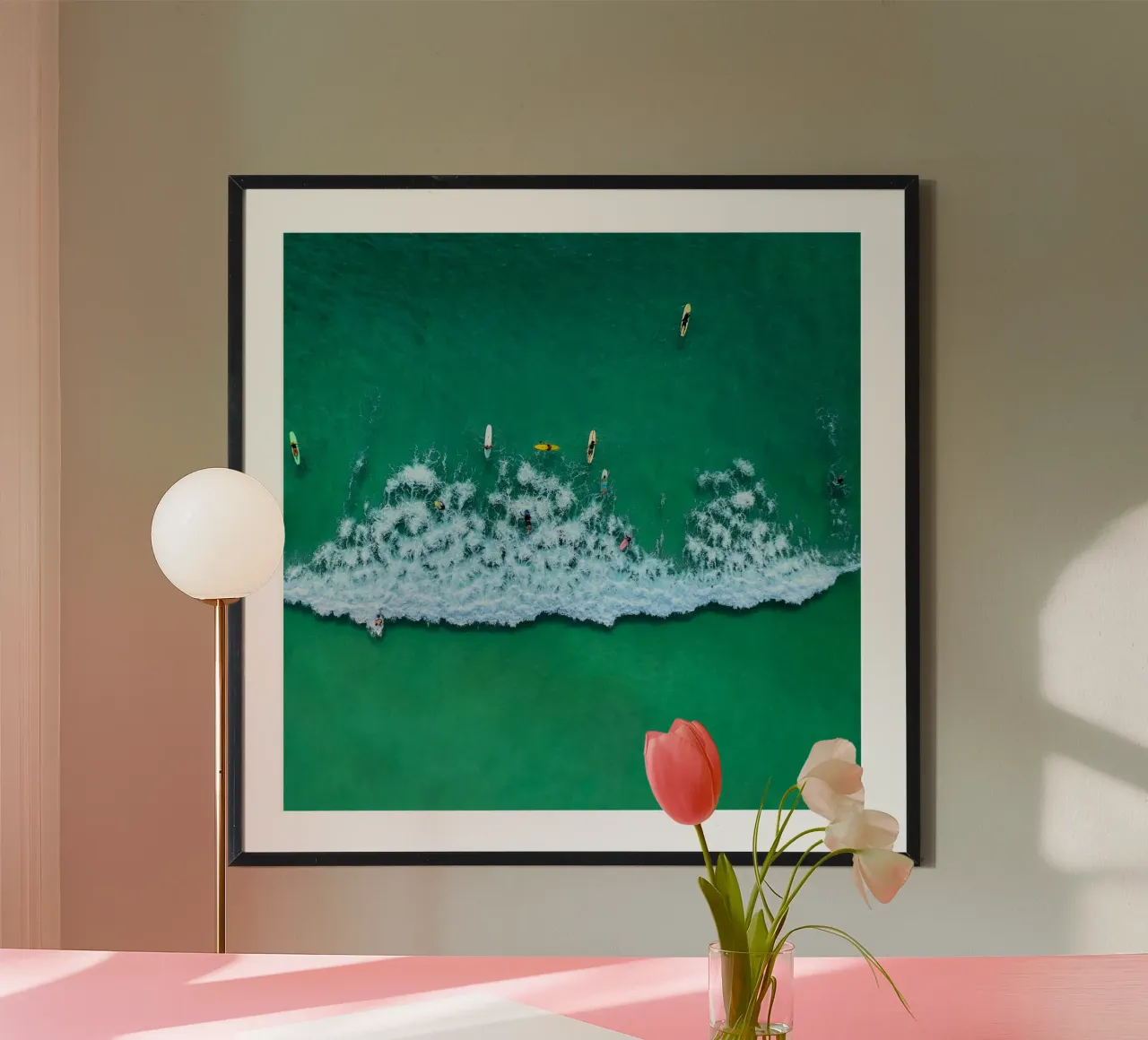 boat through wave poster con telaio in plastica da mip of map