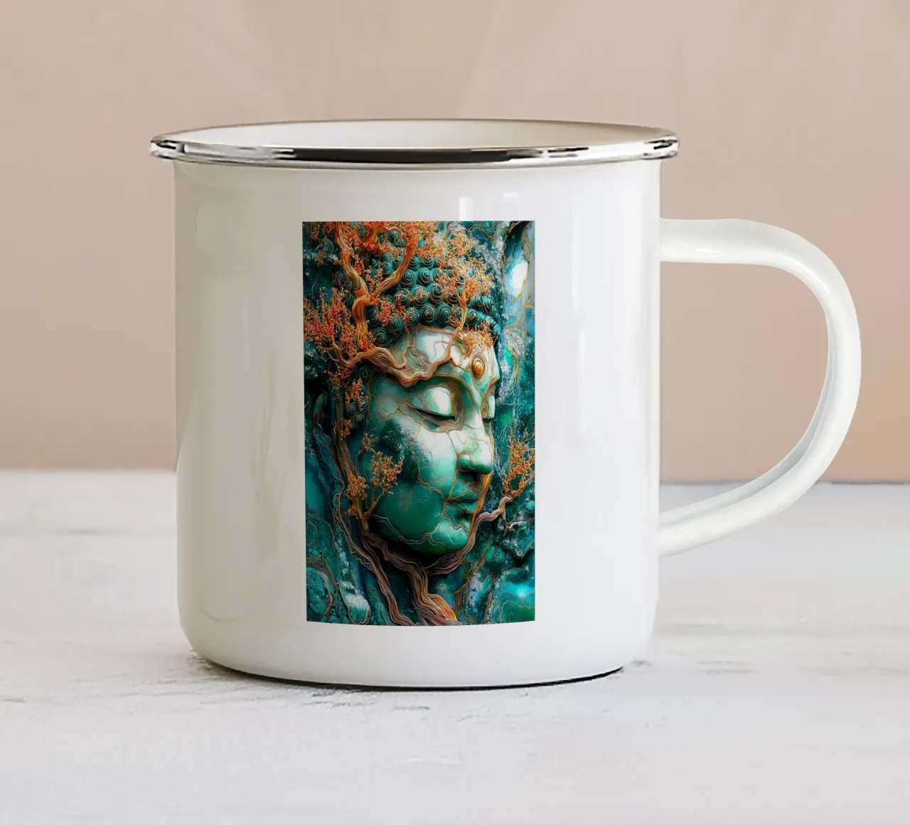 Goud Smaragd Boeddha emaille mok van Fleur de Lys