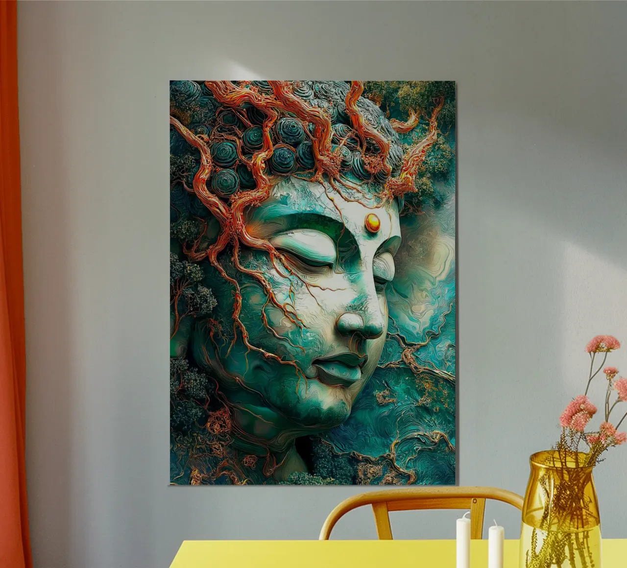 Buddha di smeraldo d'oro poster con telaio in plastica da Fleur de Lys