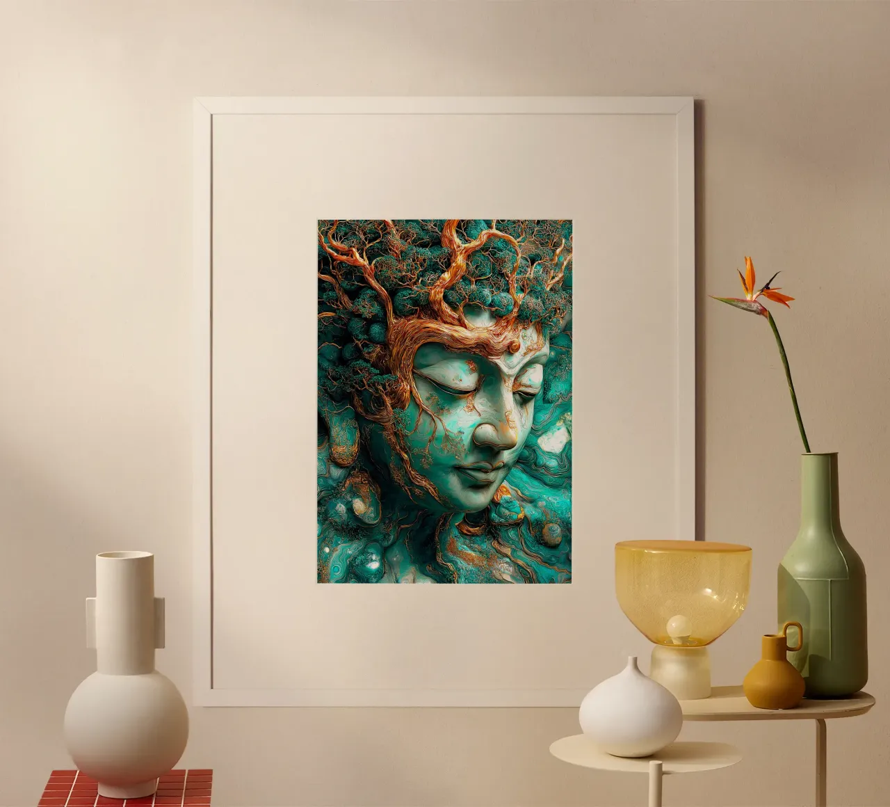 Goud Smaragd Boeddha poster van Fleur de Lys