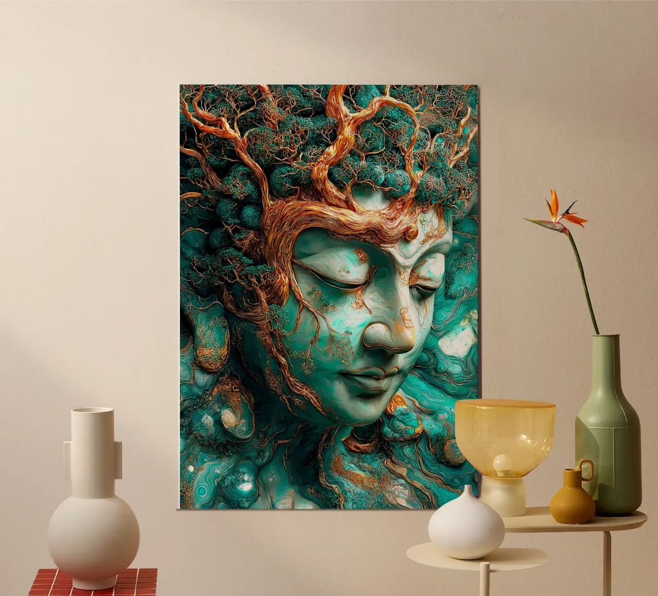 Goud Smaragd Boeddha poster van Fleur de Lys