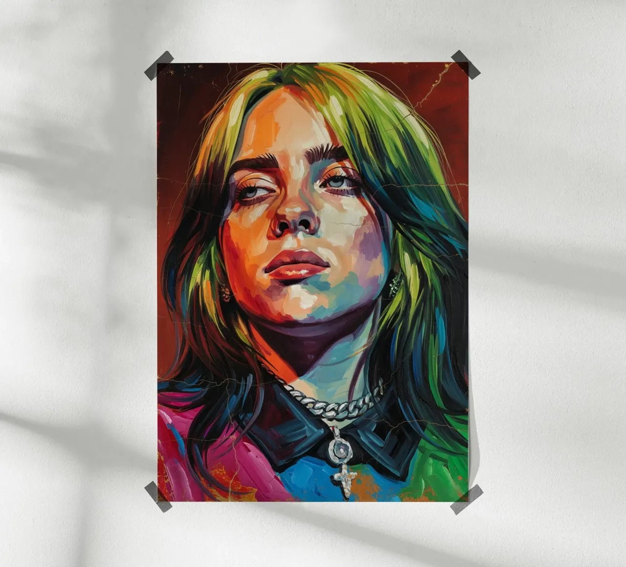 Billie Eilish abstracte kunst poster met aluminium frame van Lembayung art