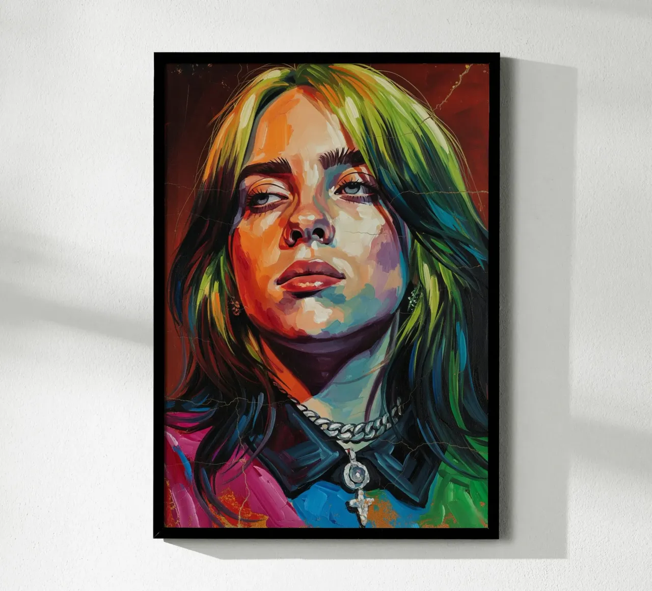 Billie Eilish abstracte kunst poster met aluminium frame van Lembayung art