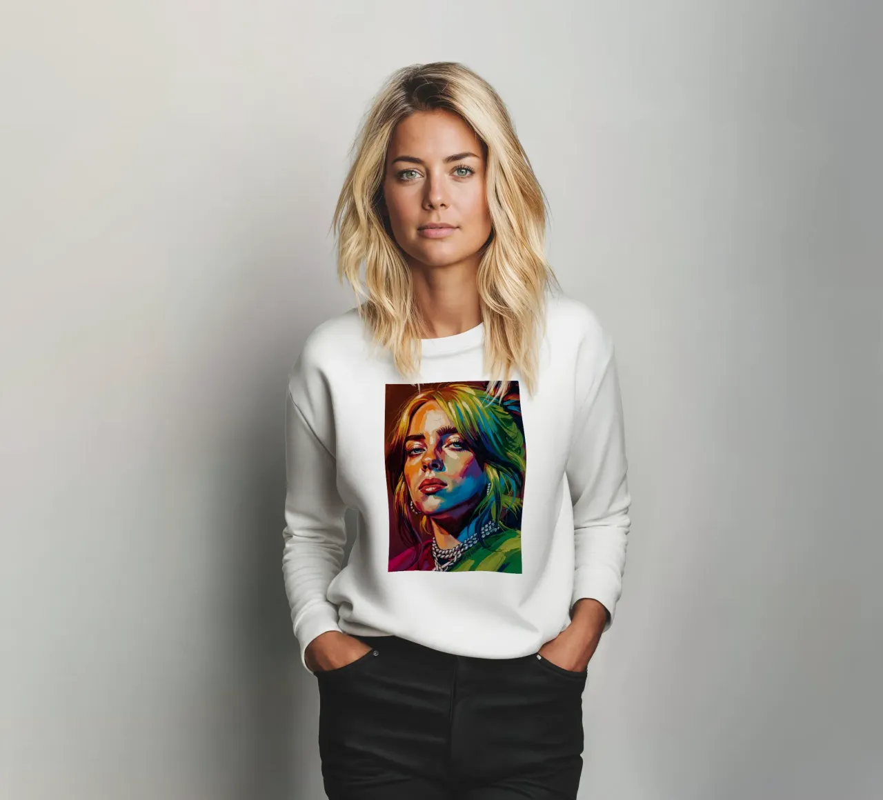 Billie Eilish astratto colorato pop art felpa da Lembayung art