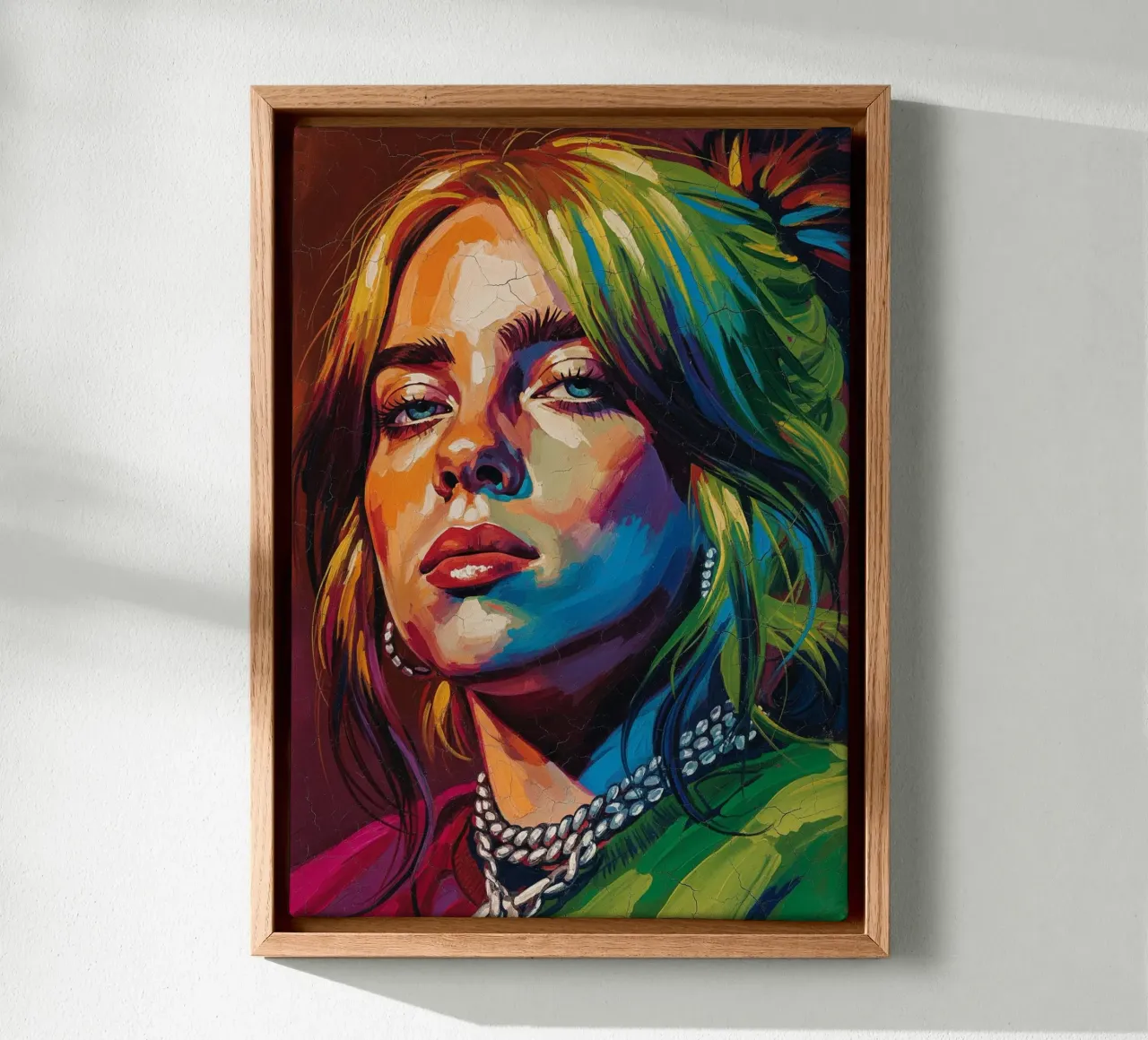 Billie Eilish abstract colorful pop art canvas with Floater frame by Lembayung art
