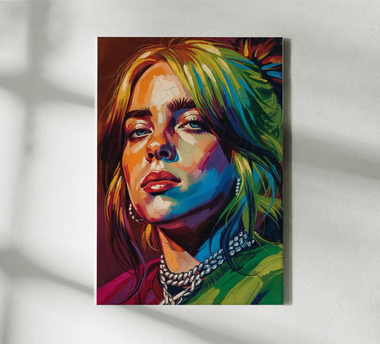 Billie Eilish abstract colorful pop art canvas with Floater frame by Lembayung art