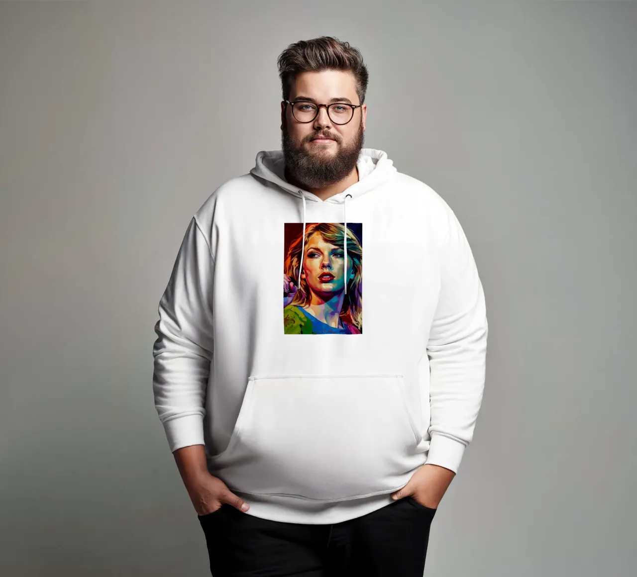 Ritratto pop art astratto e colorato di Taylor Swift felpa con cappuccio da Lembayung art