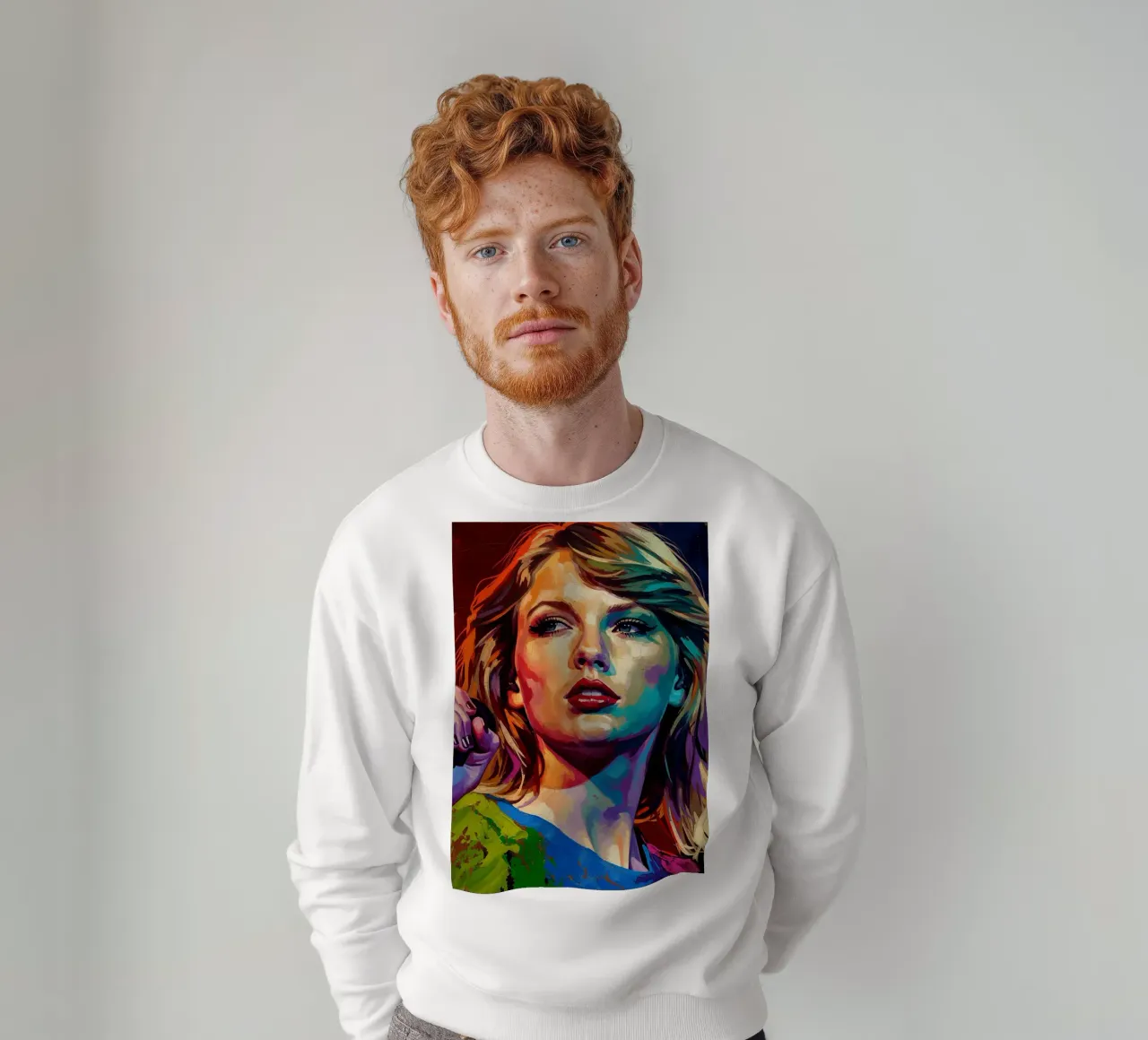 Ritratto pop art astratto e colorato di Taylor Swift felpa da Lembayung art