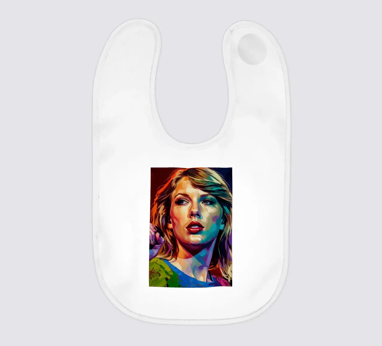 Ritratto pop art astratto e colorato di Taylor Swift bavaglino da Lembayung art