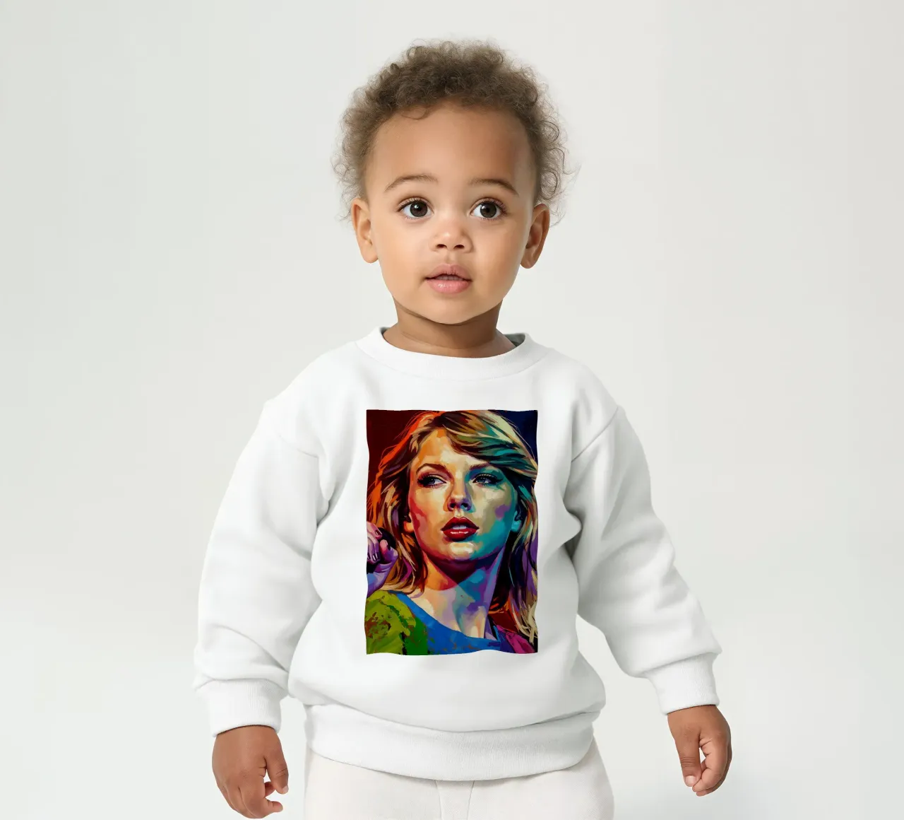 Ritratto pop art astratto e colorato di Taylor Swift felpa neonato da Lembayung art