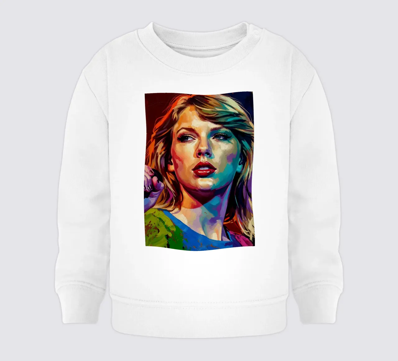 Ritratto pop art astratto e colorato di Taylor Swift felpa neonato da Lembayung art