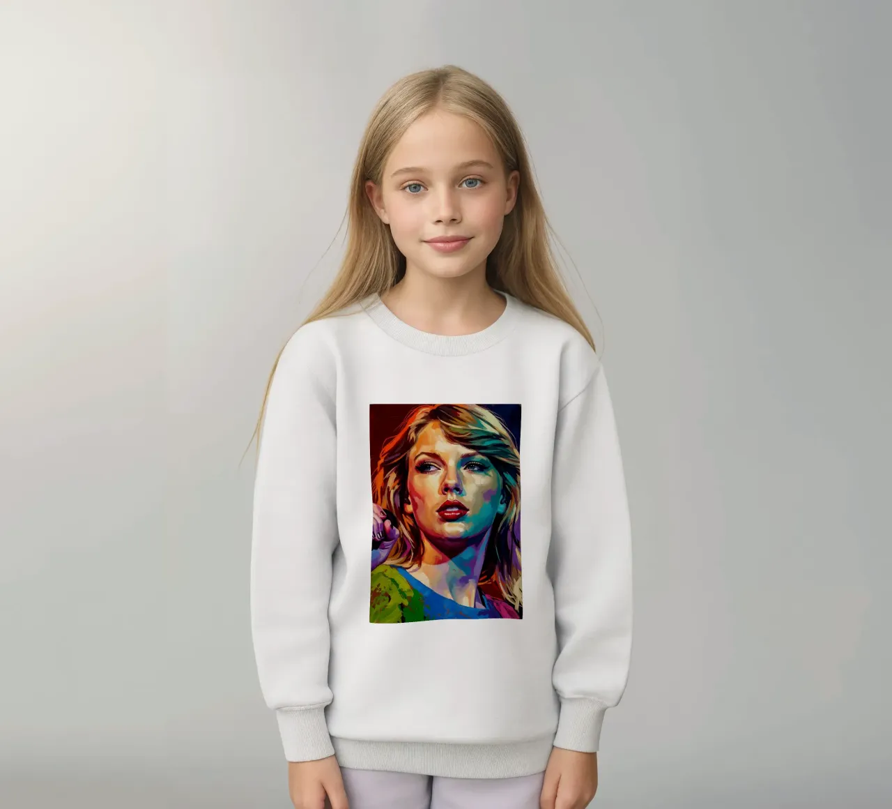 Ritratto pop art astratto e colorato di Taylor Swift felpa bambino da Lembayung art