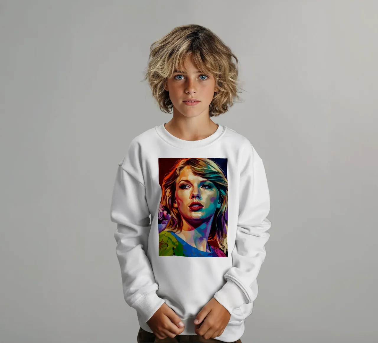 Ritratto pop art astratto e colorato di Taylor Swift felpa bambino da Lembayung art