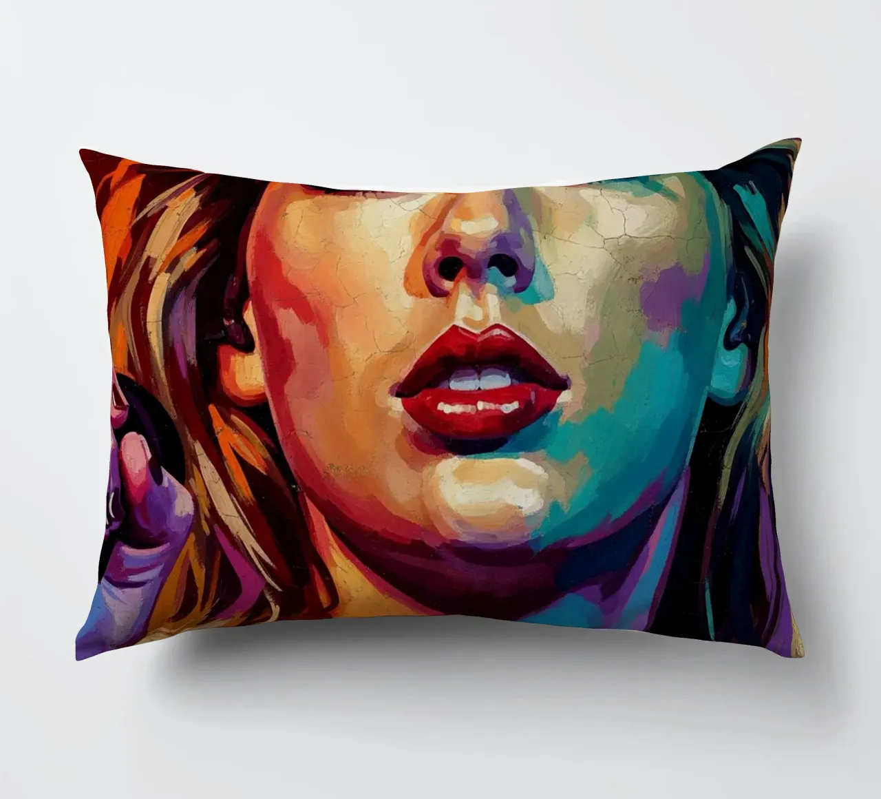 Ritratto pop art astratto e colorato di Taylor Swift cuscino da Lembayung art