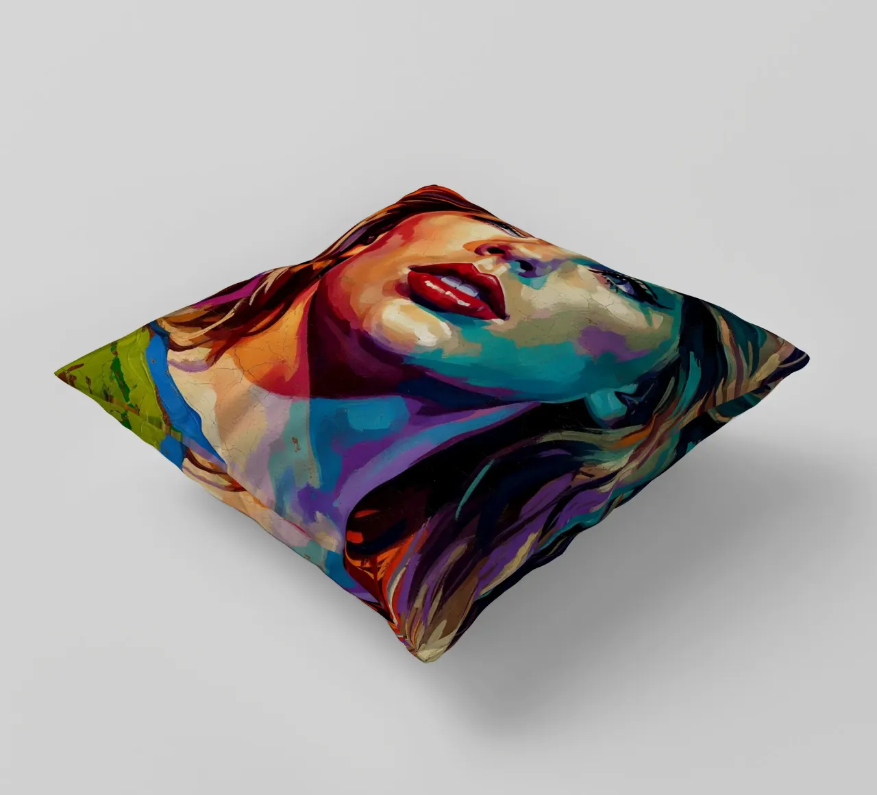 Ritratto pop art astratto e colorato di Taylor Swift cuscino da Lembayung art