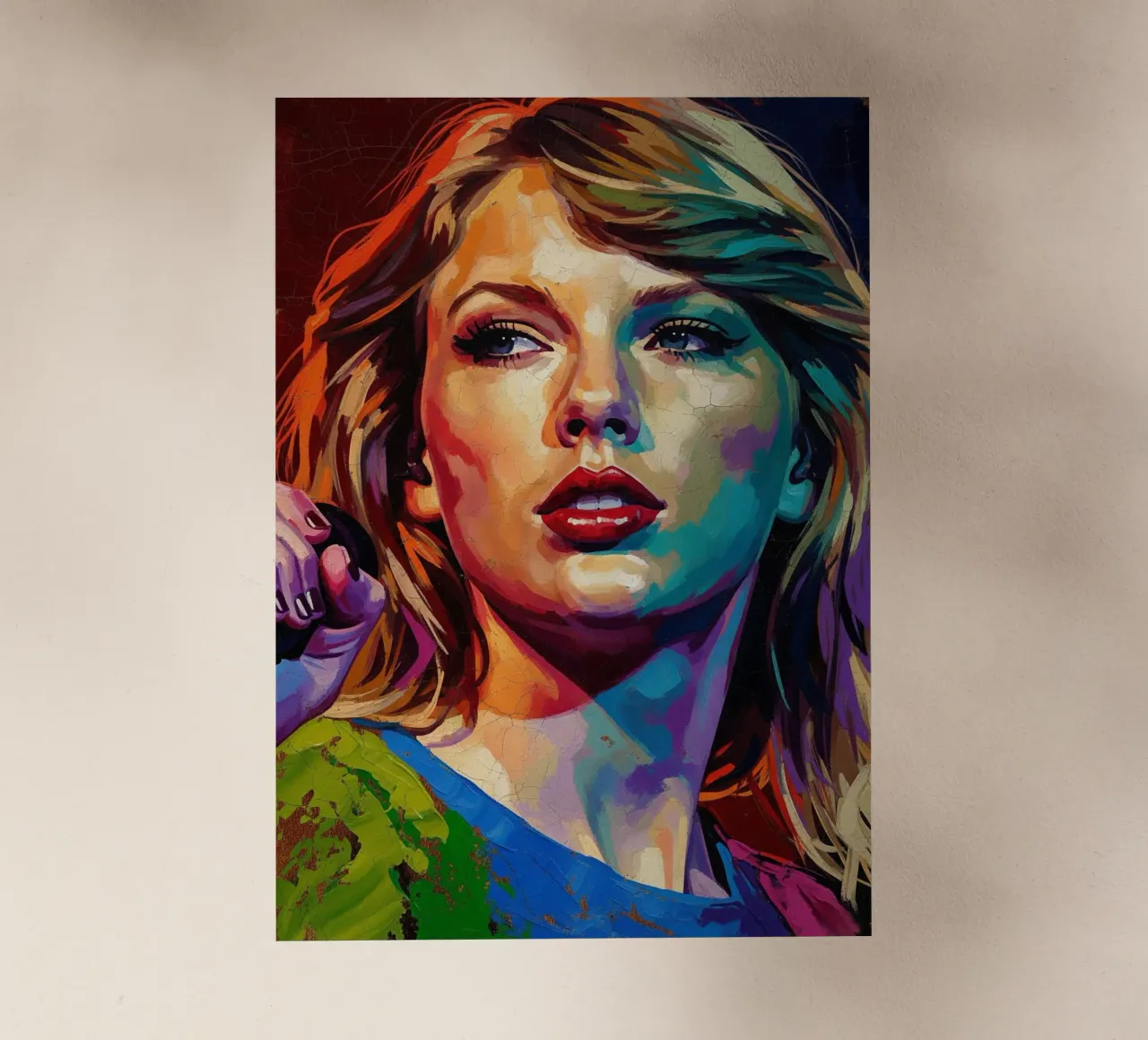 Ritratto pop art astratto e colorato di Taylor Swift pellicola backlit da Lembayung art