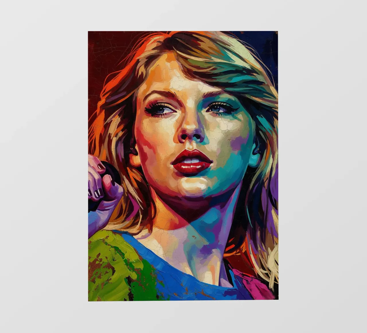 Ritratto pop art astratto e colorato di Taylor Swift pellicola backlit da Lembayung art