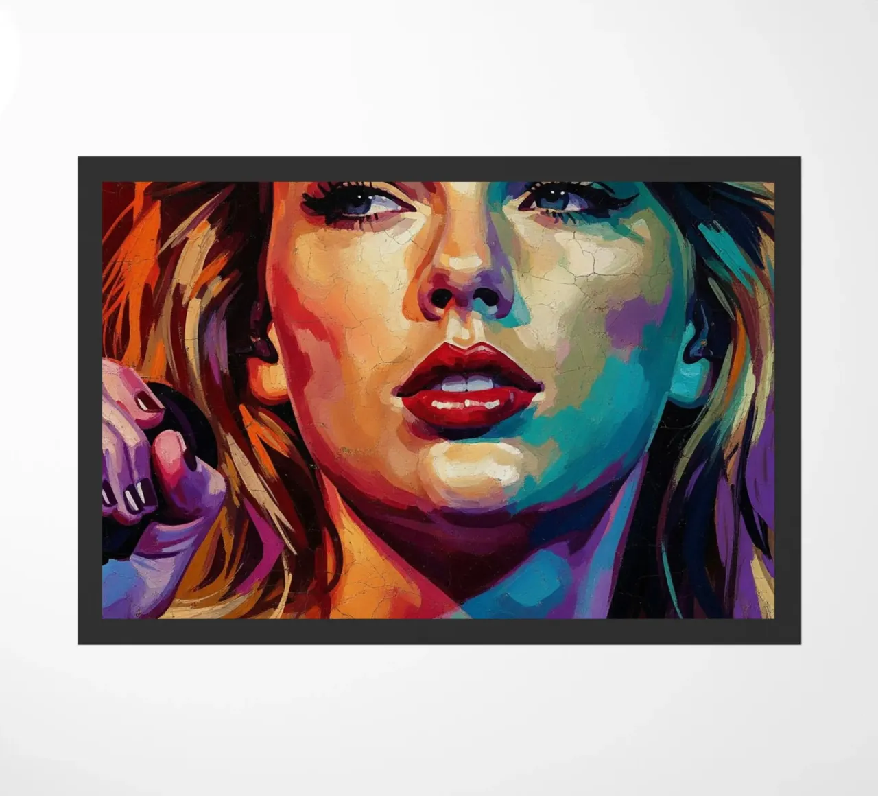 Ritratto pop art astratto e colorato di Taylor Swift zerbino da Lembayung art