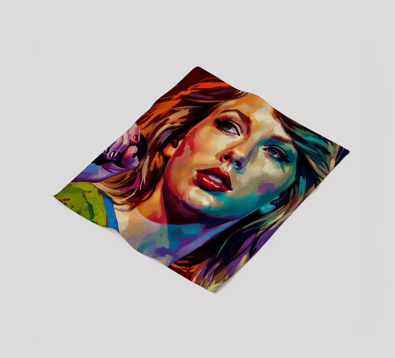 Ritratto pop art astratto e colorato di Taylor Swift coperta in pile da Lembayung art