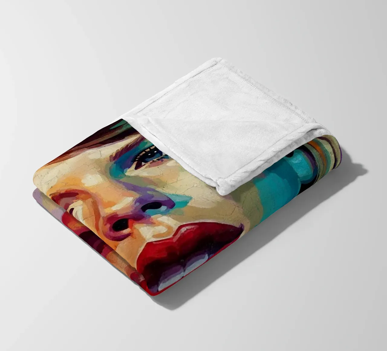 Ritratto pop art astratto e colorato di Taylor Swift coperta in pile da Lembayung art