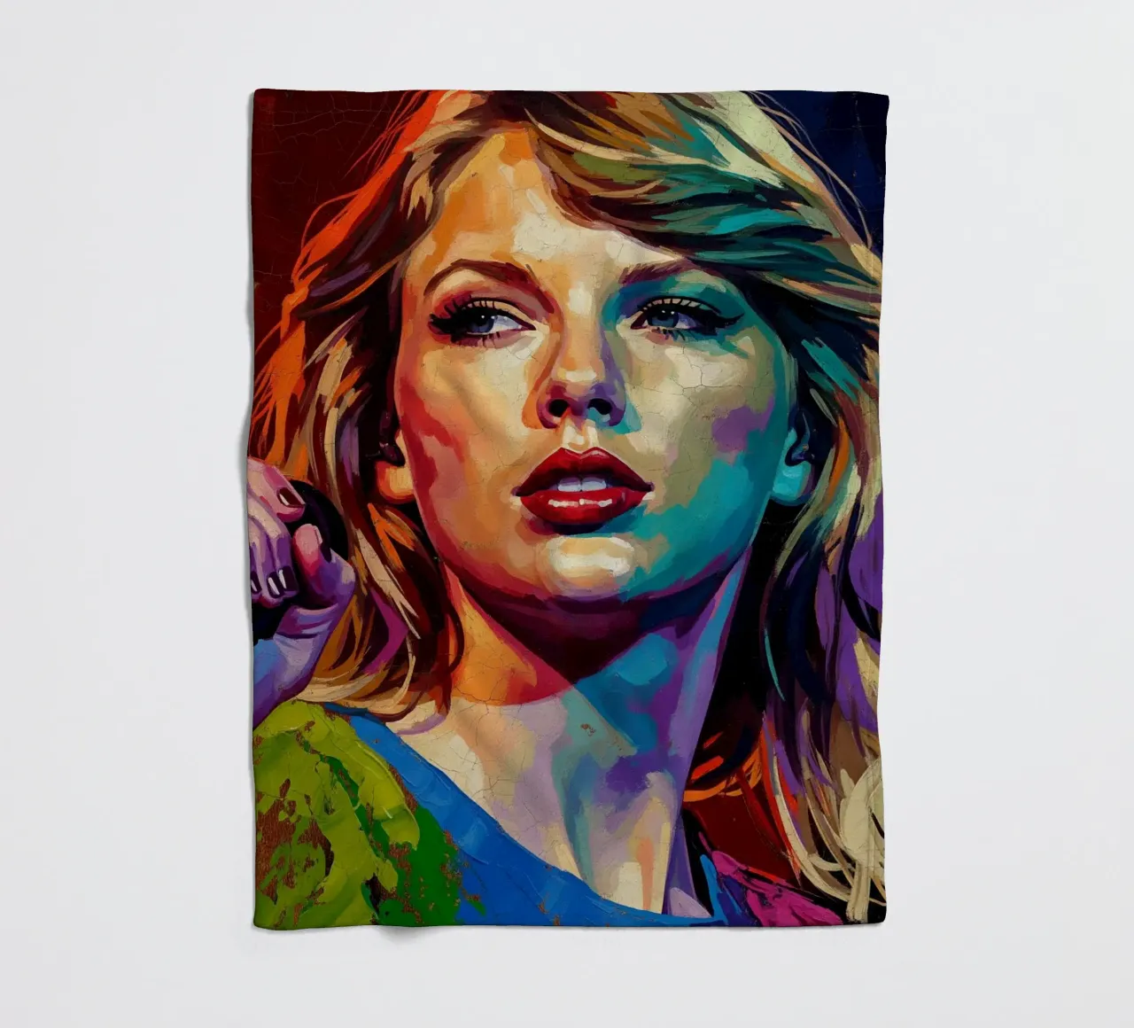 Ritratto pop art astratto e colorato di Taylor Swift coperta in pile da Lembayung art