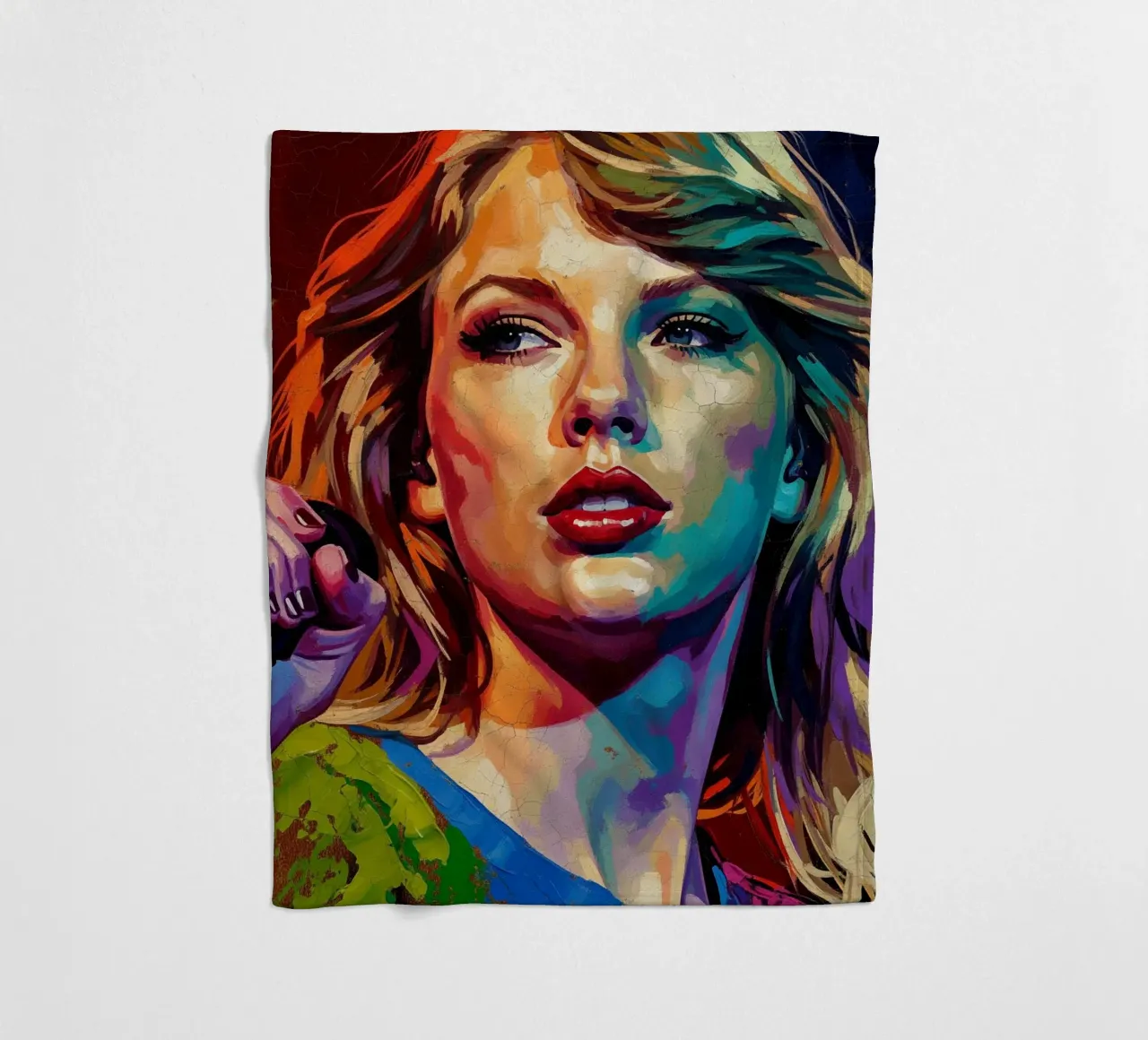 Ritratto pop art astratto e colorato di Taylor Swift coperta in pile da Lembayung art