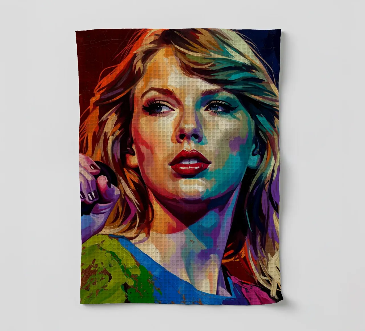 Taylor Swift portrait pop art abstrait et coloré torchon de Lembayung art