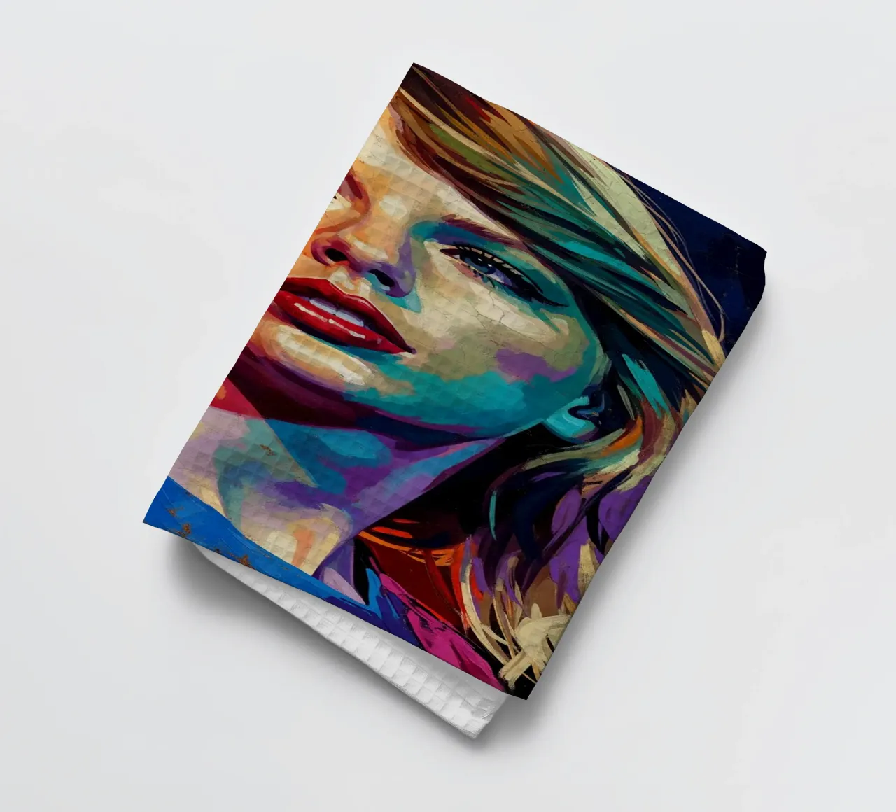 Taylor Swift portrait pop art abstrait et coloré torchon de Lembayung art