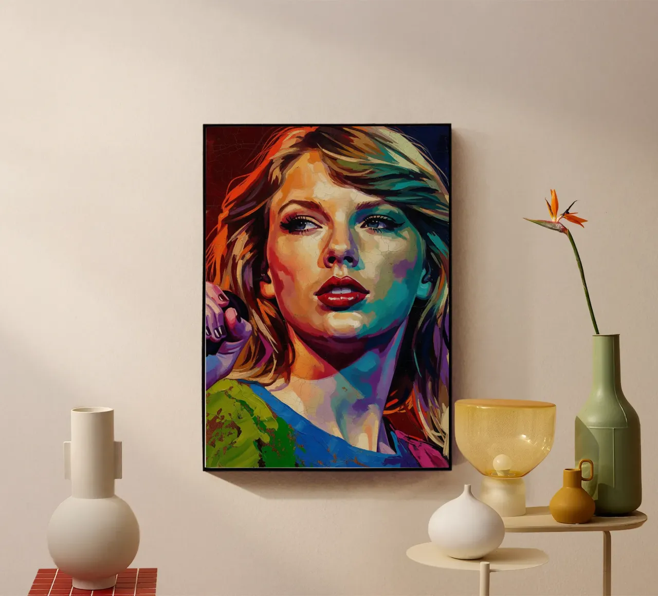 Ritratto pop art astratto e colorato di Taylor Swift plexiglass da Lembayung art