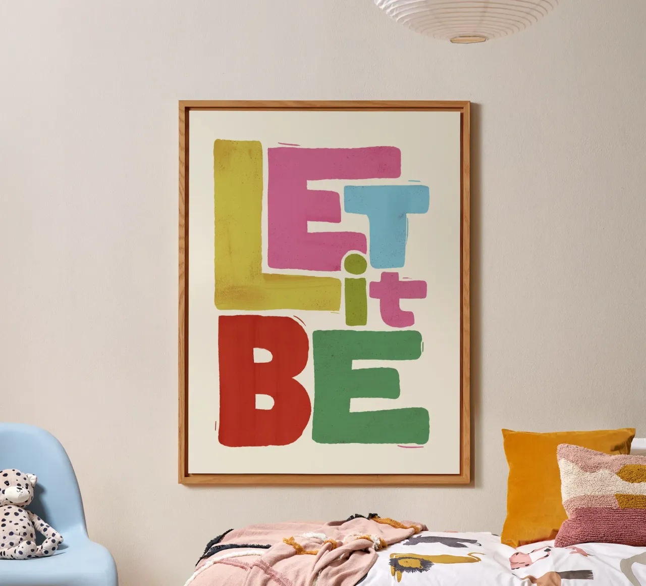 Tipografia retrò colorata - Let It Be alluminio dibond da showmemars
