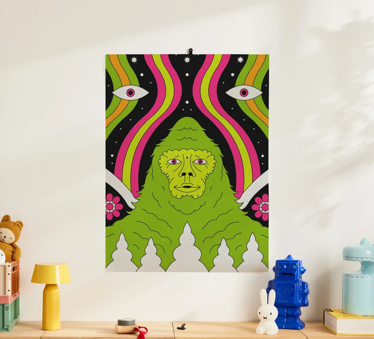Bigfoot psichedelico poster da mesa