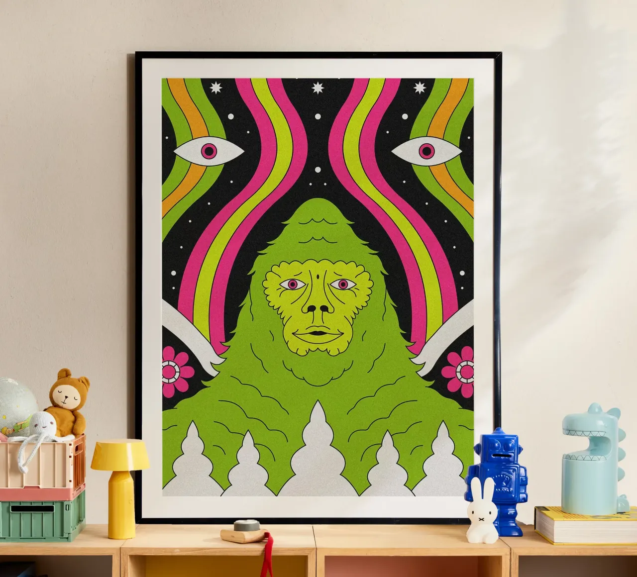 Bigfoot psichedelico poster da mesa