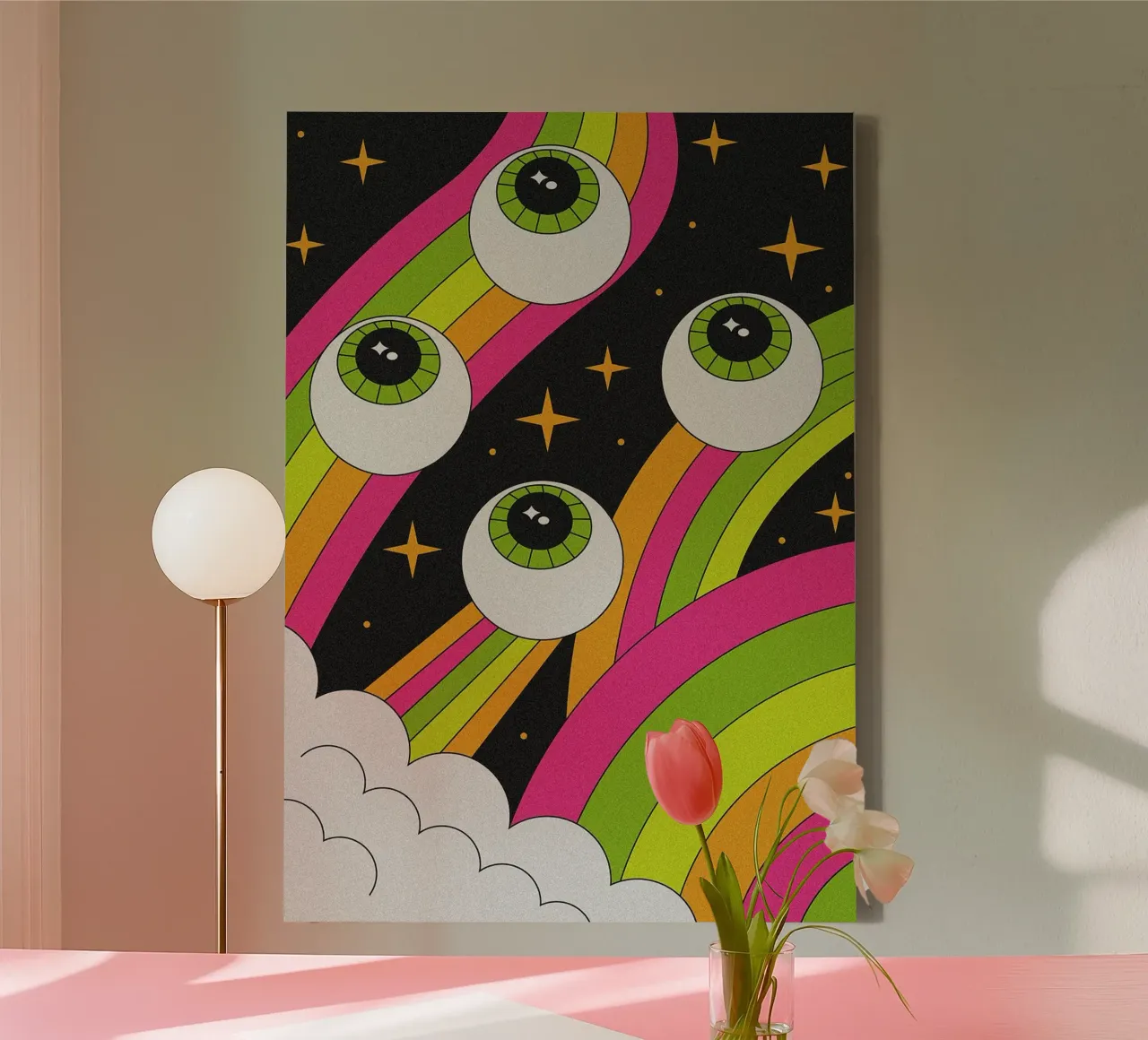 Psychedelic Floating Eyeballs canvas with Floater frame by mesa