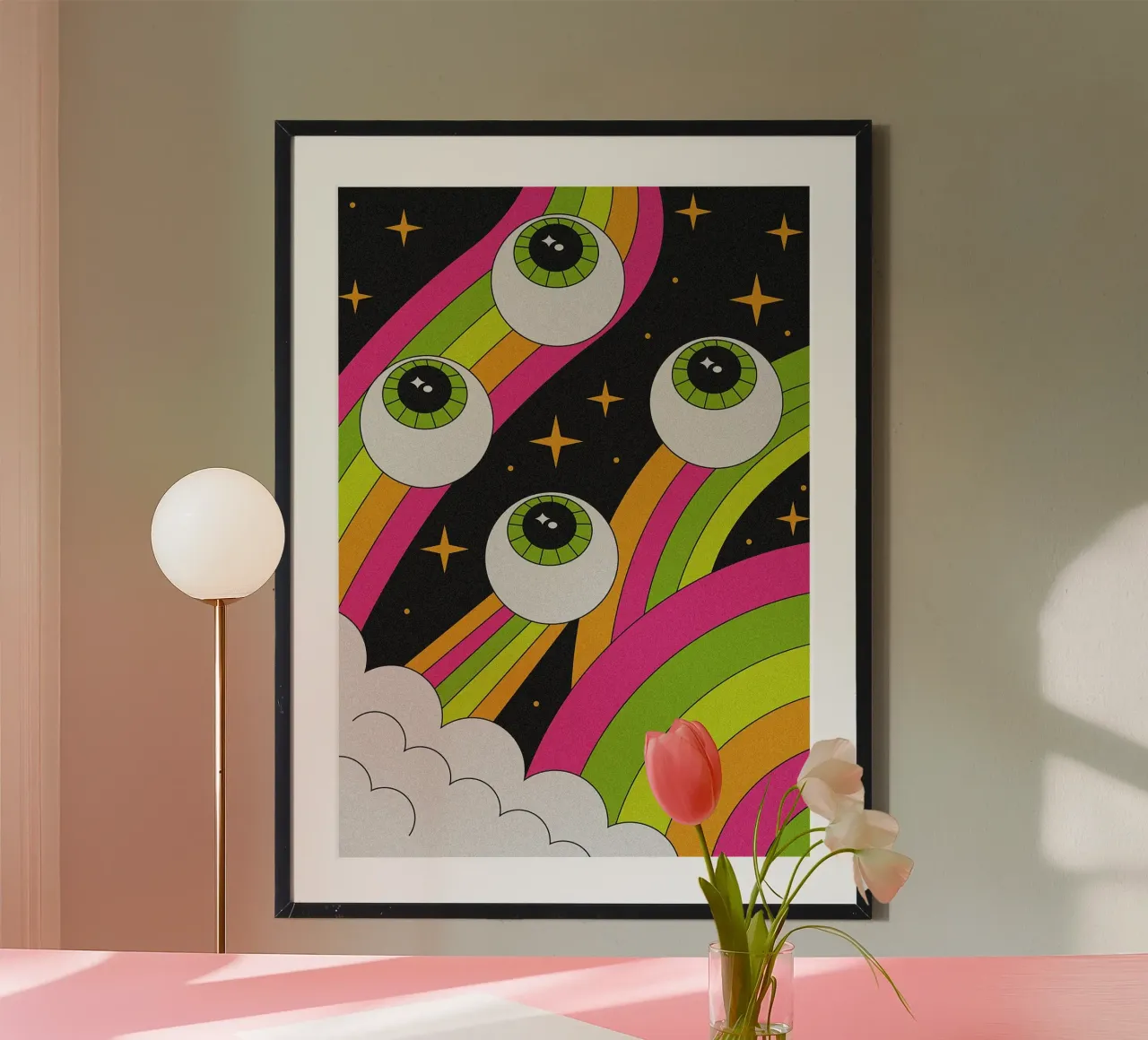 Psychedelische schwebende Augäpfel Poster von mesa