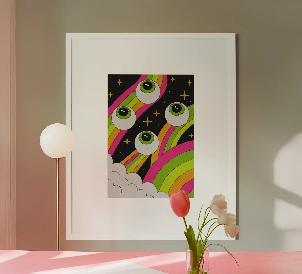 Psychedelische schwebende Augäpfel Poster von mesa