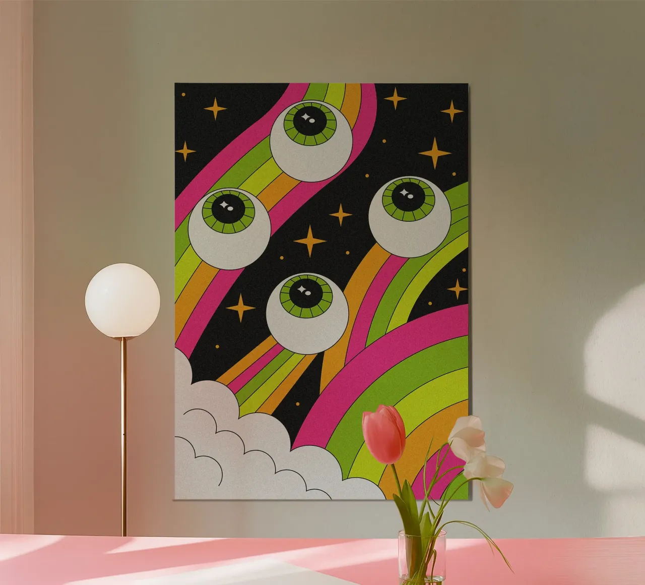Psychedelische schwebende Augäpfel Poster von mesa