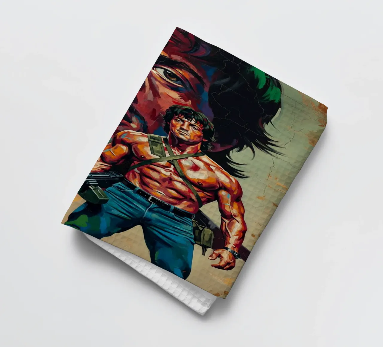 Sylvester Stallone - John Rambo abstracte kunst theedoek van Lembayung art