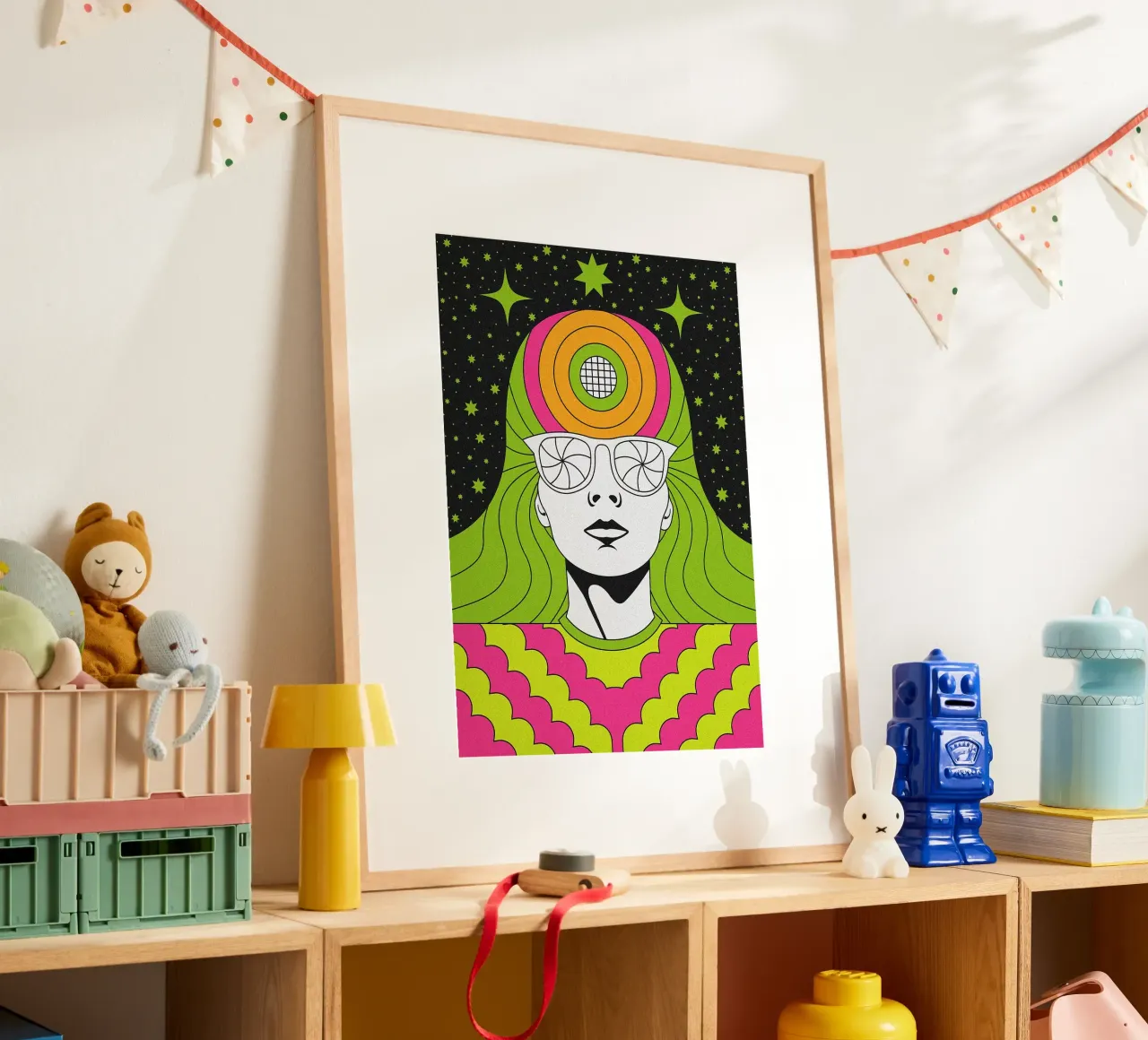 Ritratto psichedelico retrò poster da mesa