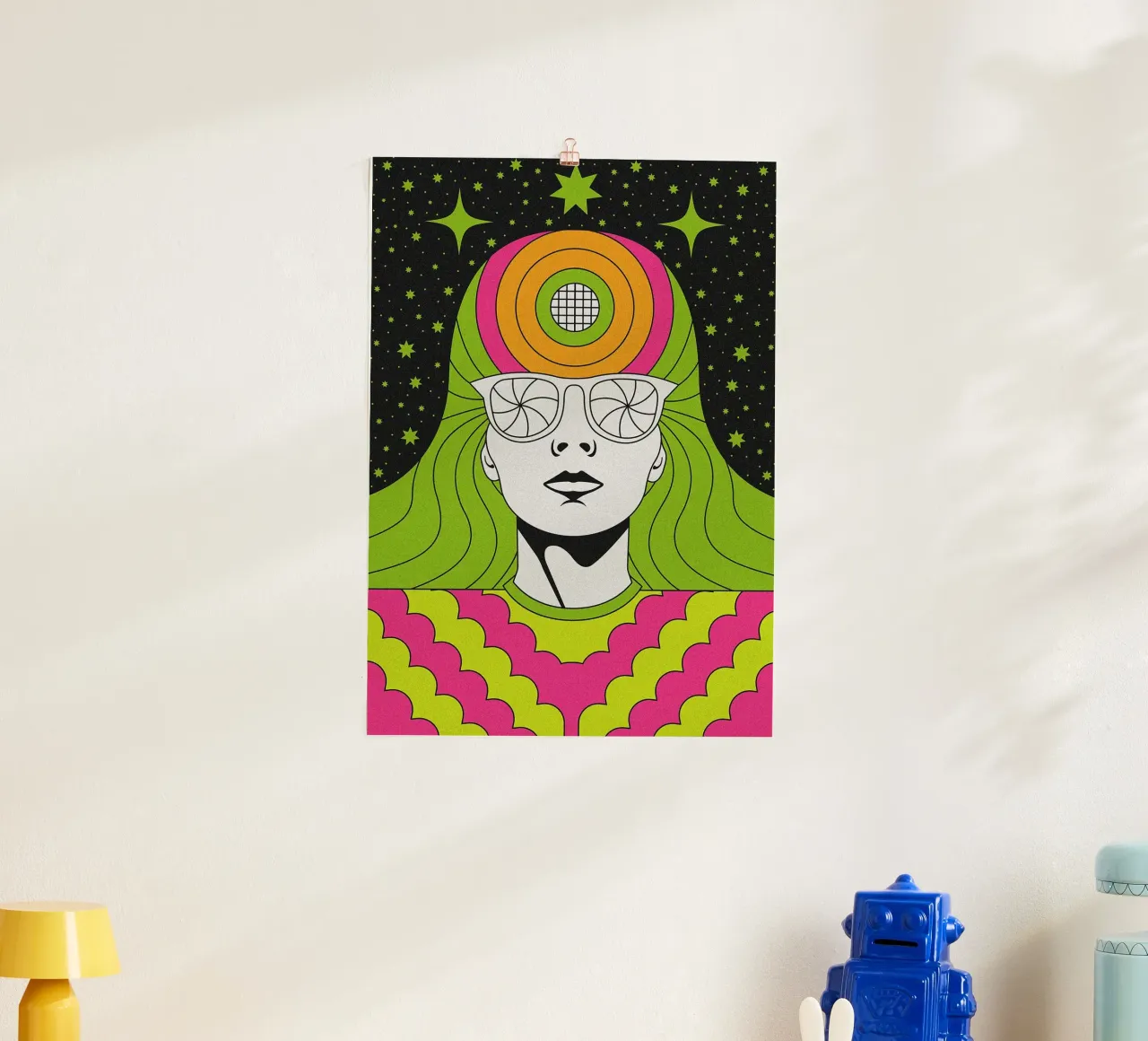 Ritratto psichedelico retrò poster da mesa