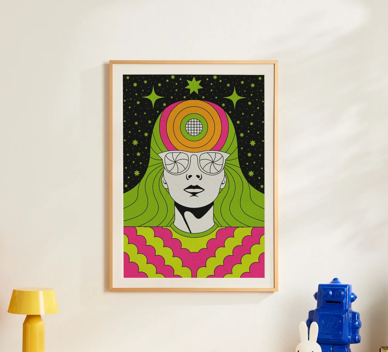 Ritratto psichedelico retrò poster da mesa